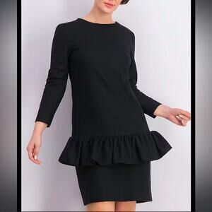 Dries Van Noten Black Ruffle Sheath Dress Size 44